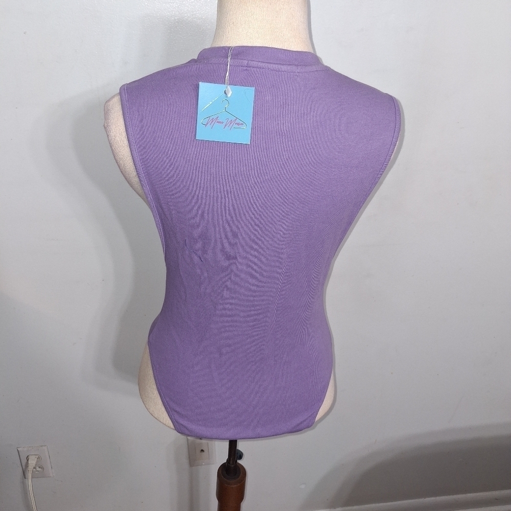 Purple Sleeveless Bodysuit- W Sz Small - Picture 3 of 6